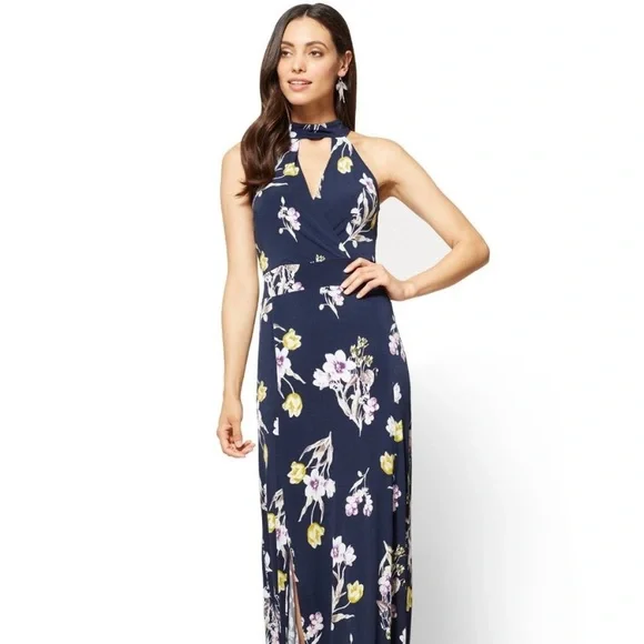 New York & Company | Dresses | New York Company Halter Maxi Dress Floral  Xxl | Poshmark